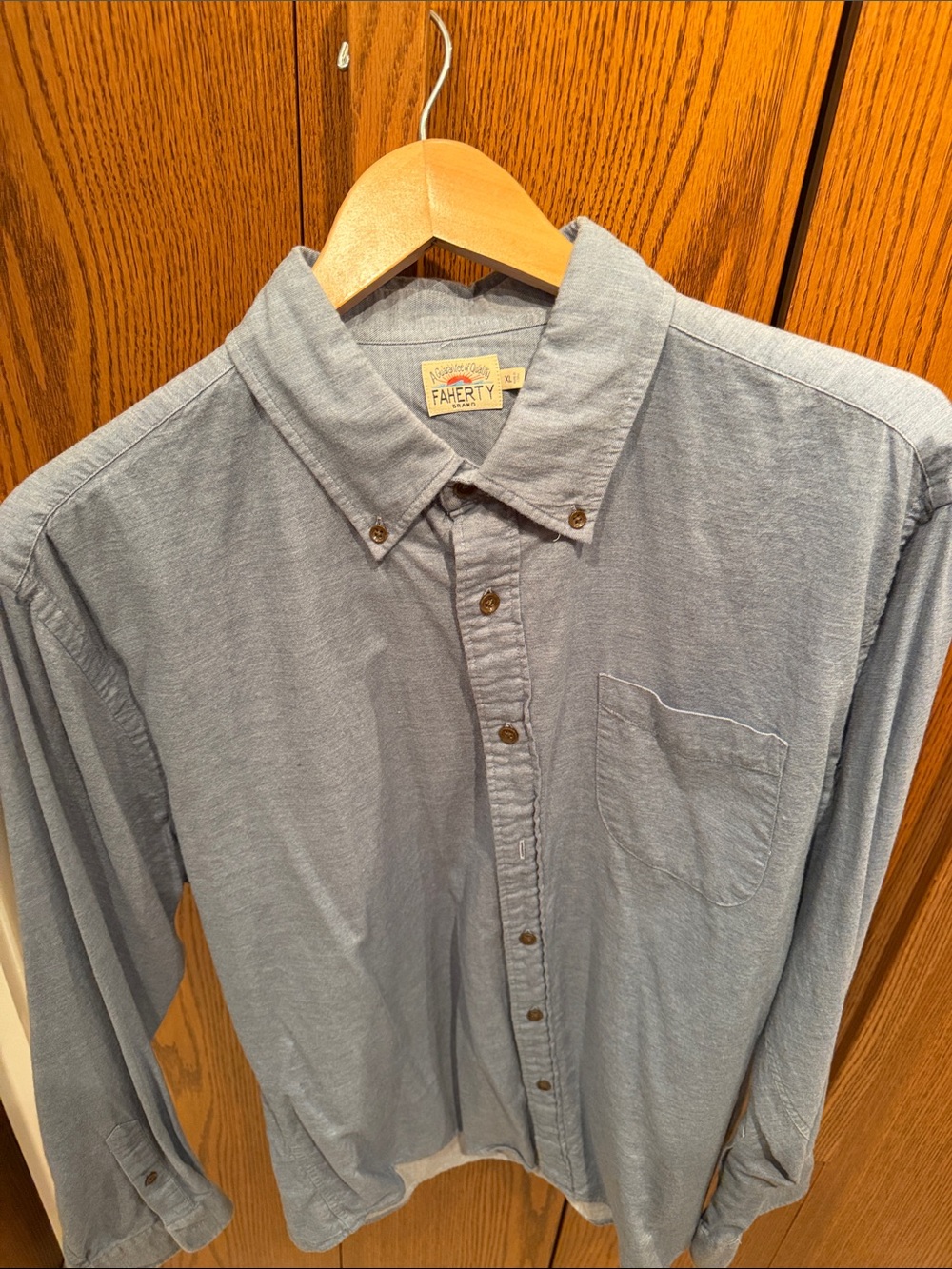 Faherty Light Blue Button-Down Long Sleeve Shirt - Men